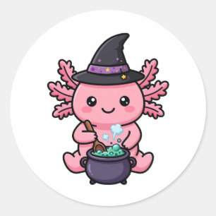 Schattige Heks Axolotl Halloween Sticker