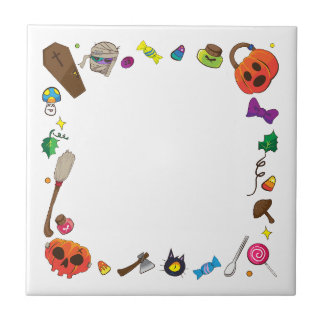 Schattige heks bezemsteel wit Halloween Tegeltje