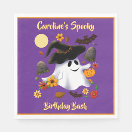 Schattige heks geesten trick-or-treat begraafplaat servet