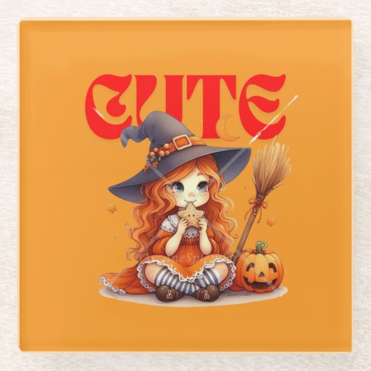 Schattige heks Halloween Onderzetter (Voorkant)