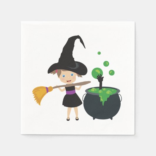 Schattige heks Halloween Servet (Voorkant)