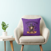 Schattige heks Halloween Sierkussen (Stoel)