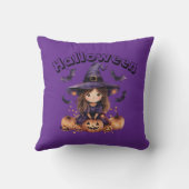 Schattige heks Halloween Sierkussen (Achterkant)