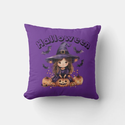 Schattige heks Halloween Sierkussen (Voorkant)