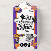 Schattige heks kinder halloween coupon all in one uitnodiging (Buitenkant)