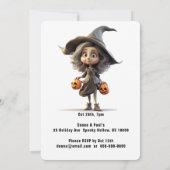 Schattige Heks met Grote Ogen Halloween Feest Kaart (Achterkant)