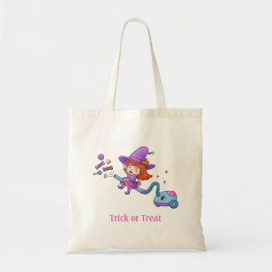 Schattige Heks op Stofzuiger Meisjes Boodschappent Tote Bag