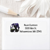 Schattige heks zwarte kat etiket (Insitu)