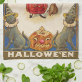 Schattige Heks Zwarte Kat Jack O' Lantern Theedoek (Gevouwen)