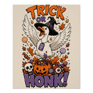 Schattige Heksen Gans Pompoen Snoep Grafisch Perfect Poster