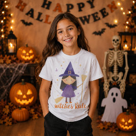 Schattige Heksen Regeren Kleine Heks Halloween T-shirt