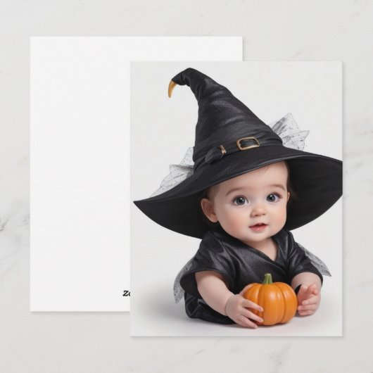 Schattige Heksenbaby Feestdagenkaart (Voorkant / Achterkant)