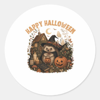 Schattige Heksenegel Gelukkig Halloween Cottagecor Ronde Sticker
