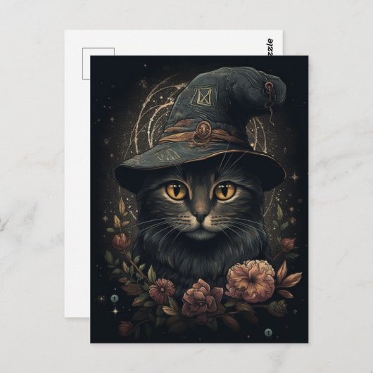 Schattige heksenkat Briefkaart (Voorkant / Achterkant)