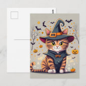 Schattige heksenkat Halloween Briefkaart (Voorkant / Achterkant)