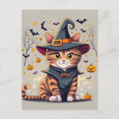 Schattige heksenkat Halloween Briefkaart (Voorkant)