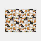 Schattige Heksenkat met Pompoen Halloween Fleece Deken (Voorkant (Horizontaal))