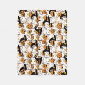 Schattige Heksenkat met Pompoen Halloween Fleece Deken (Voorkant)