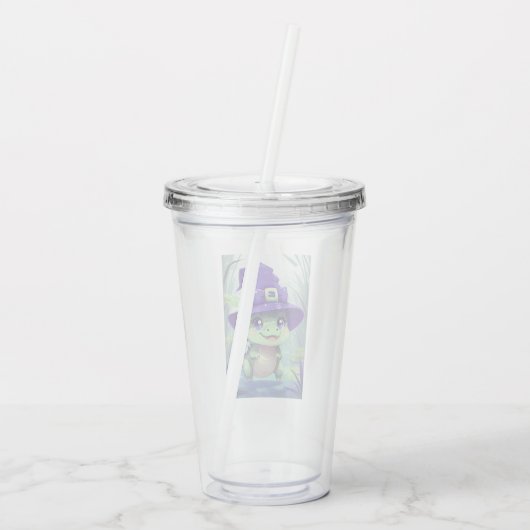 Schattige heksenkrokodil acryl drinkbeker (Achterkant)