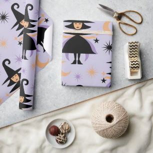 Schattige heksenpatroon - grillige heksen met ster cadeaupapier