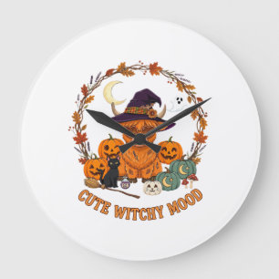 Schattige Hekserige Stemming Halloween Hoogland Ko Grote Klok