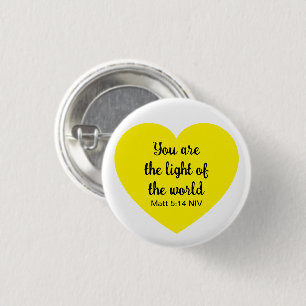 Schattige Helder Geel Hart Licht van de Wereld Wit Ronde Button 3,2 Cm