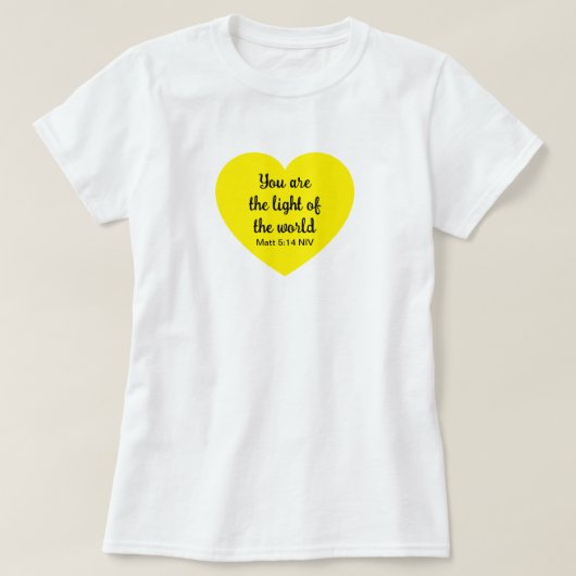Schattige Helder Geel Hart Licht van de Wereld Wit T-shirt (Design voorkant)