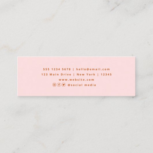 Schattige Helder Kleurrijk Sinaasappel Roze Mini Visitekaartje (Achterkant)