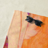 Schattige helder oranje tabby kat strandlaken (In situ)