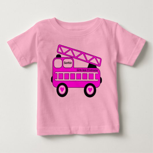 Schattige Helder Roze Meisjes Firetruck Ontwerp (Voorkant)