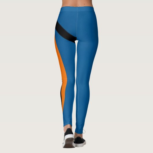 Schattige Helder Sinaasappel, Blauw & Zwart Leggin Leggings (Achterkant)