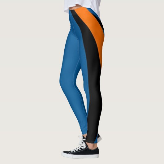 Schattige Helder Sinaasappel, Blauw & Zwart Leggin Leggings (Links)