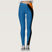 Schattige Helder Sinaasappel, Blauw & Zwart Leggin Leggings (Voorkant)