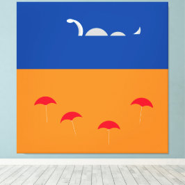 Schattige Helder Sinaasappel Vivid Blue Beach Zee  Canvas Afdruk