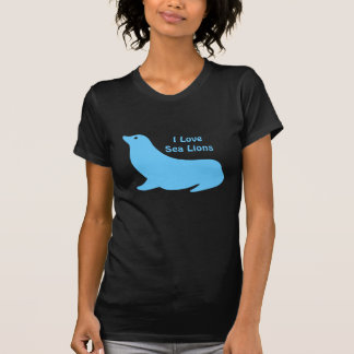 Schattige helderblauw Zee Leeuw liefde T-shirt