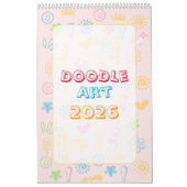 Schattige heldere Doodle 2026 kalender (Hoes)