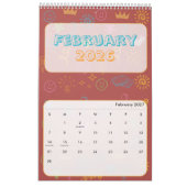 Schattige heldere Doodle 2026 kalender (Feb 2027)