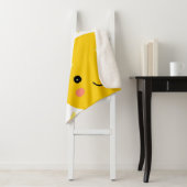 Schattige heldergeel zon monogram naam Baby Sherpa Deken (In situ)