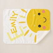 Schattige heldergeel zon monogram naam Baby Sherpa Deken (Voorkant (horizontaal))