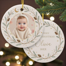 Schattige Hemel Baby Eerste Kerst Foto