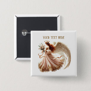 Schattige Hemelse Engel voeg tekst toe Vierkante Button 5,1 Cm
