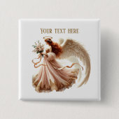 Schattige Hemelse Engel voeg tekst toe  Vierkante Button 5,1 Cm (Voorkant)