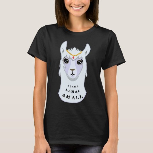 Schattige Hemelse Lama Koningin T-shirt (Voorkant)