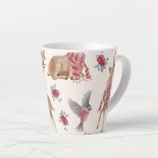 Schattige herders, vogels, bloemen latte mok (Rechterhoek)