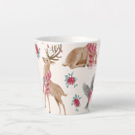 Schattige herders, vogels, bloemen latte mok