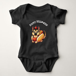 Schattige herdershond met hotdogkostuum Halloween Romper