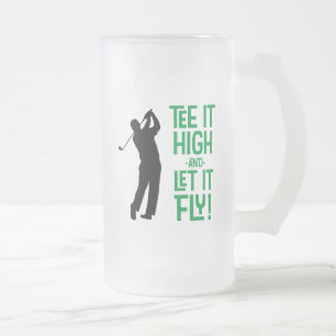 Schattige heren golf tee funny humor sport zwart g matglas bierpul