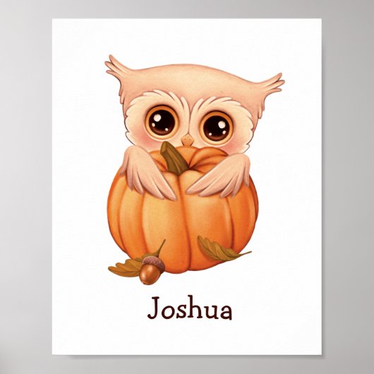 Schattige Herfst Baby met naam Poster (Voorkant)