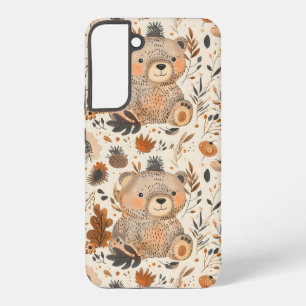 Schattige Herfst Beer & Woodland Bladerpatroon Samsung Galaxy Hoesje