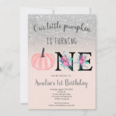 Schattige herfst blos roze kleine pompoen 1e verja kaart (Voorkant)